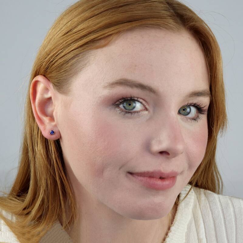 Auriya 14k Gold Round Sapphire Stud Earrings 1/2ctw