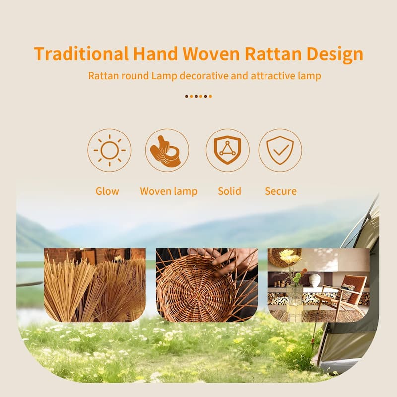 Pastoral Led Floor Lamp Hand-Woven Rattan Wicker