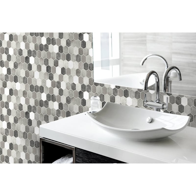 NextWall Brushed Hex Tile Peel and Stick Wallpaper