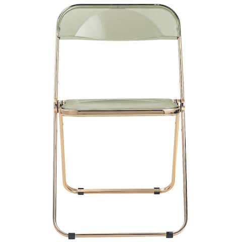 LeisureMod Lawrence Acrylic Folding Chair W/ Gold Metal Frame Set of 4 - 30"