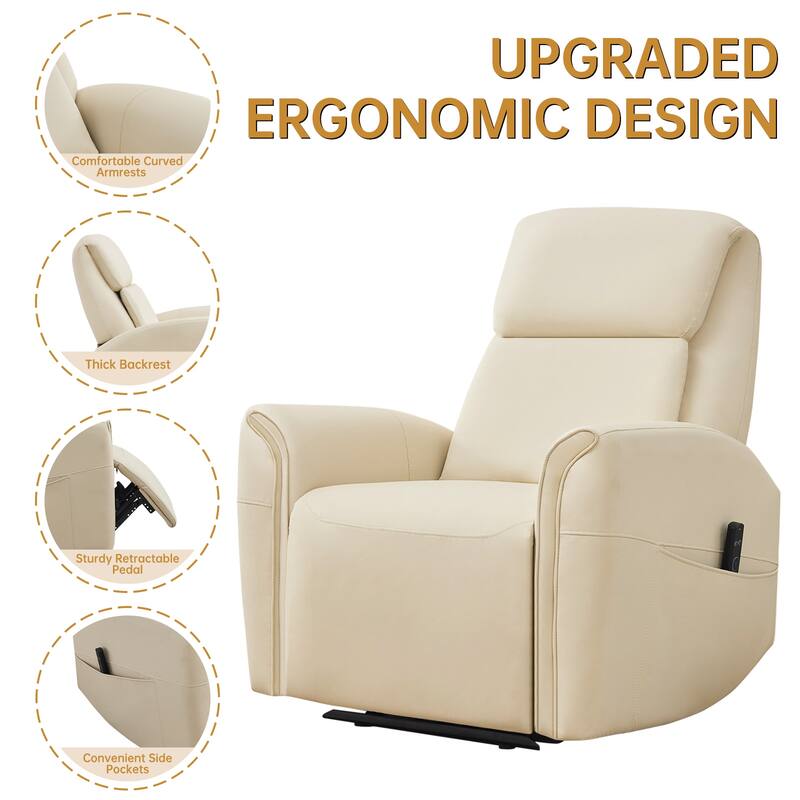 Oversized Faux Leather Massage Power Recliner with Two Pockets