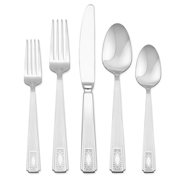 18//10 Stainless Steel 20-Pc Beveled Flatware Set Service for 4 Argent Orfèvres