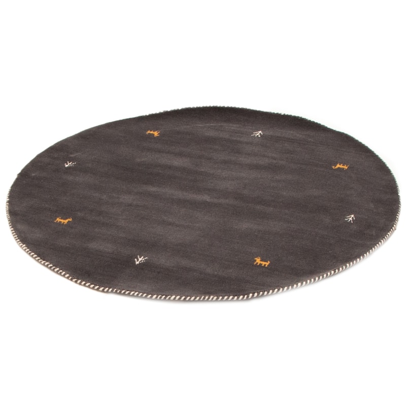 Kashkuli Gabbeh Charcoal Rug 3'10" x 3'11" - 3'10 x 3'11
