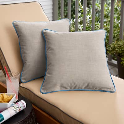 Sunbrella Cast Silver/ Canvas Capri Indoor/ Outdoor Pillow Set