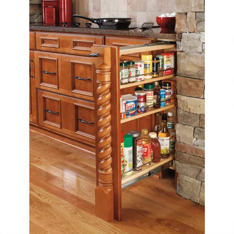 Rev-A-Shelf 3" Pullout Kitchen Cabinet Filler Organizer Spice Rack, 432-BF-3C