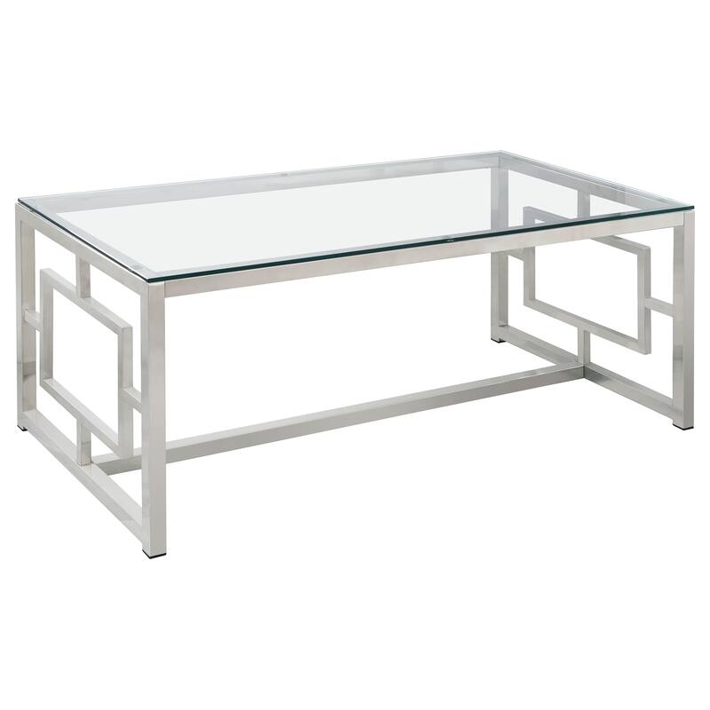 Merced Rectangular Glass Top Coffee Table Nickel - Glass - Nickel