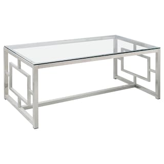 Merced Rectangular Glass Top Coffee Table Nickel