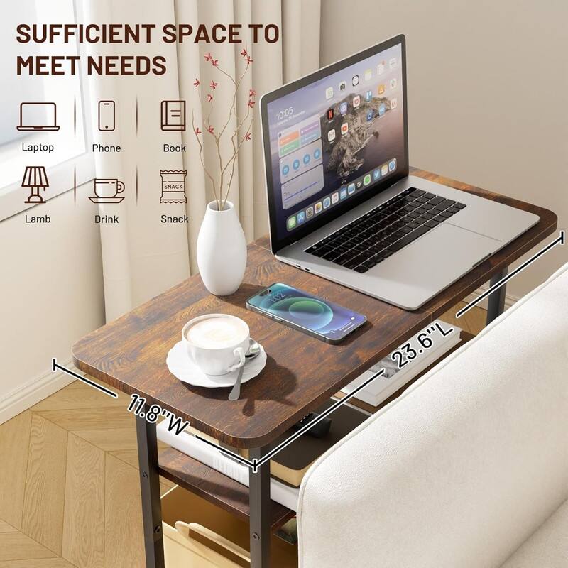 3-Tier End Table for Small Space with Wide Storage Tabletop