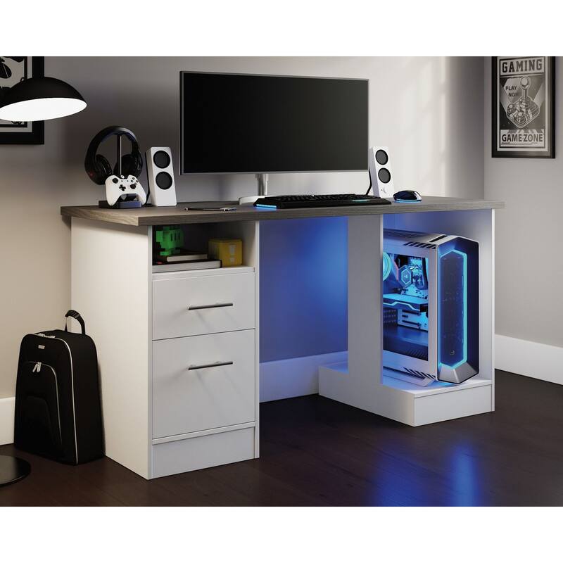 Gaming Desk 60" Top Open And Drawer Ped