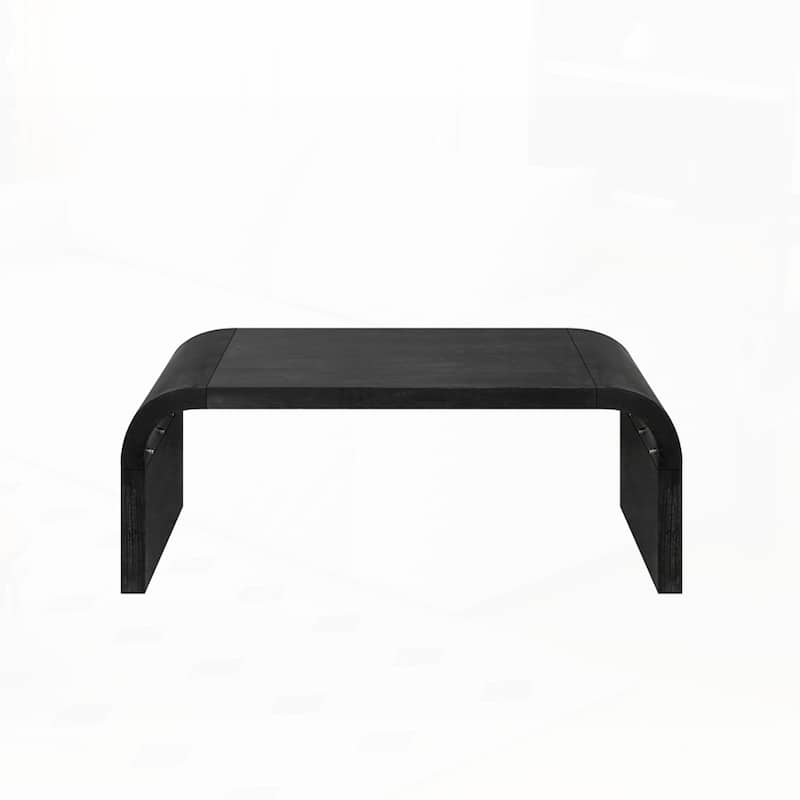 Curved Art Deco Design Vintage Crafts Coffee Table - Antique Black