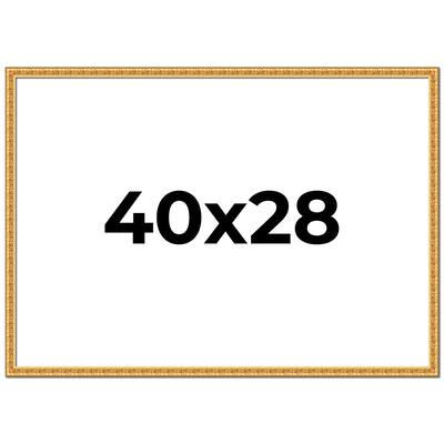 40x28 Frame Gold Real Wood Picture Frame Width 1 inches | Interior
