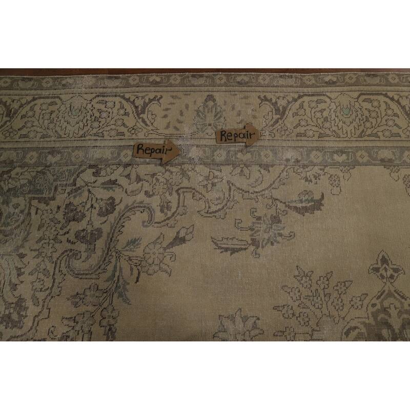 Geometric Tabriz Persian Vintage Rug Bedroom Handmade Wool Carpet - 9'6" x 12'7"