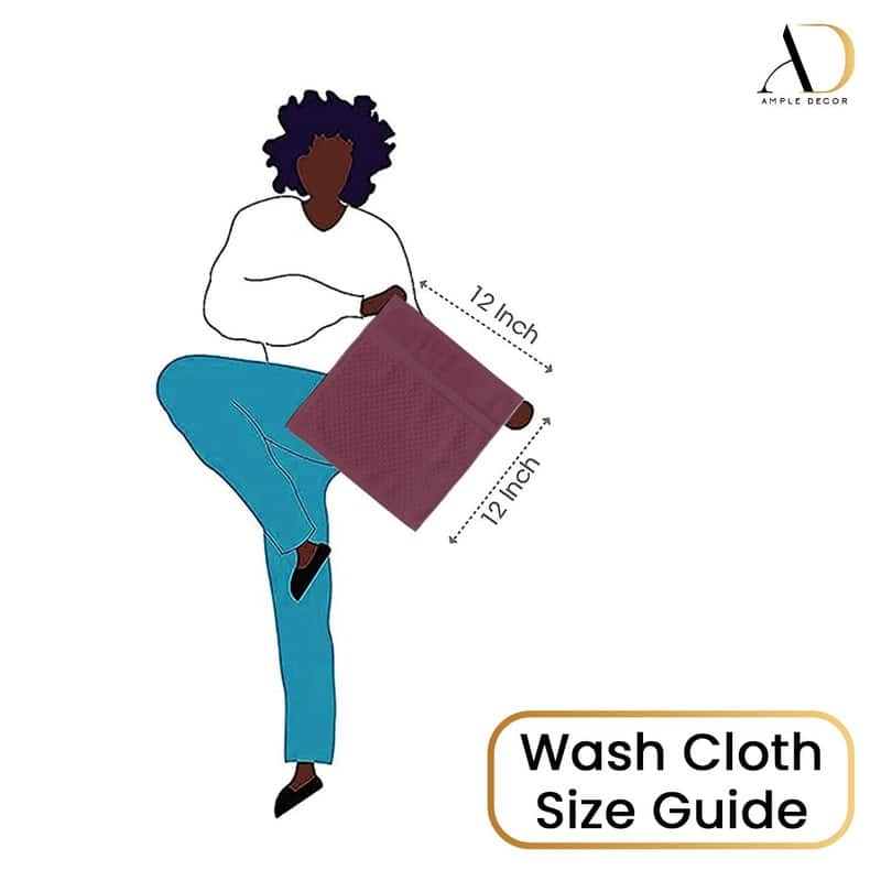 Pure Cotton 600 GSM Absorbent Washcloths 12x12 Inch by Ample Decor - 5 Pcs