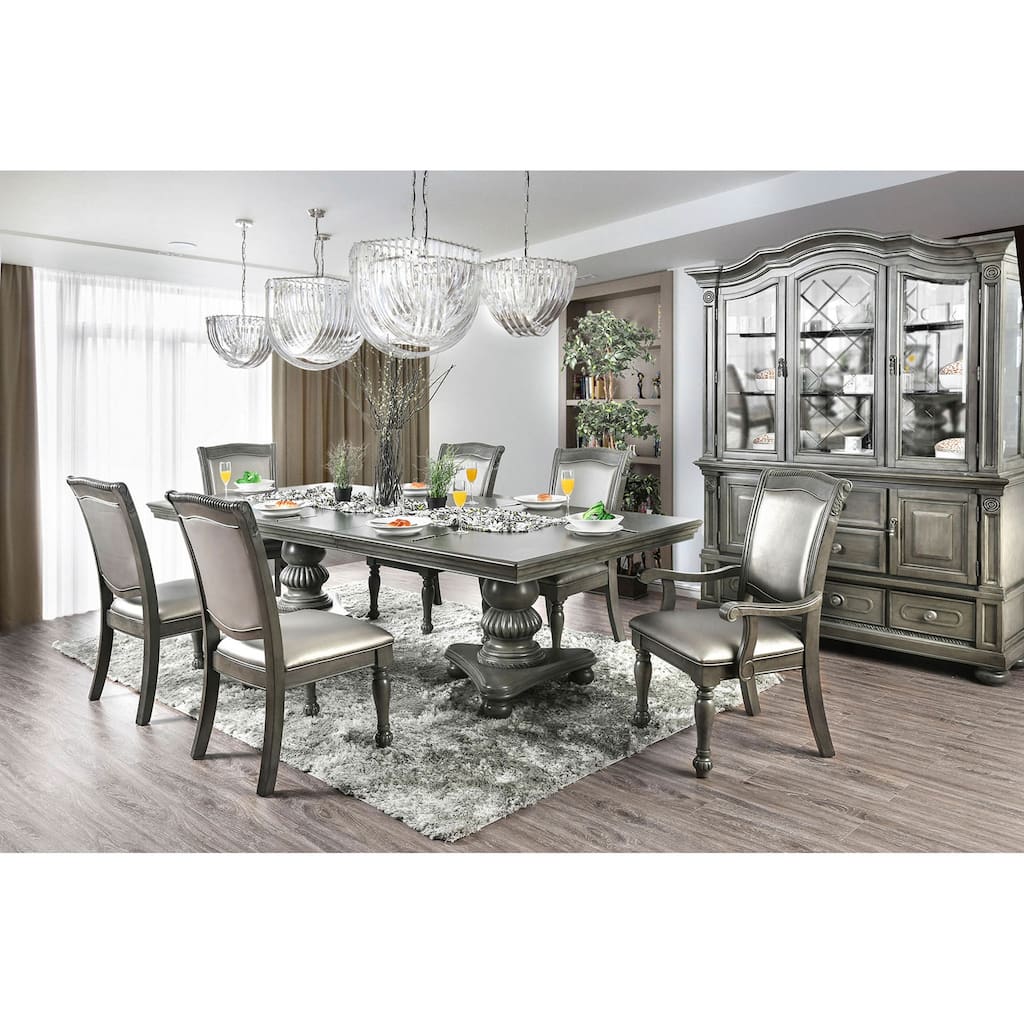 Expandable Dining Set in Gray and Silver
