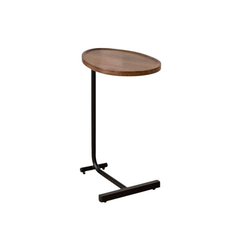 HomeRoots Set of Two Brown and Black Wood and Metal Oval End Tables - 11.80 in. x 23.62 in. x 17.72 in.
