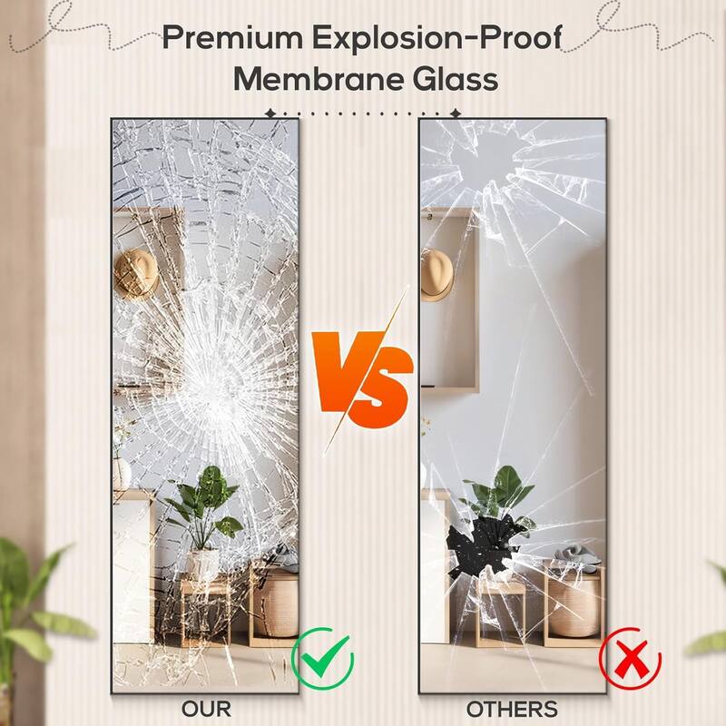 Mirror Full Length, 21"x64" Body Wall Mirrors, Floor Standing, Large Tall Mirror with Stand Aluminum Alloy Frames