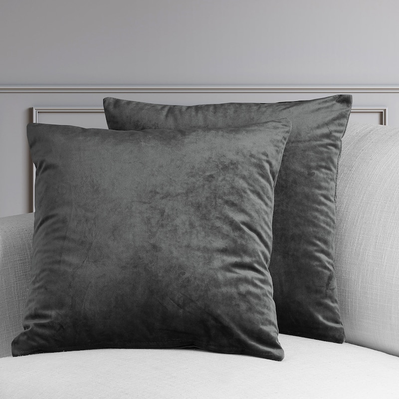 Exclusive Fabrics Heritage Plush Velvet Cushion Cover (Set of 2) - Pepper Grey