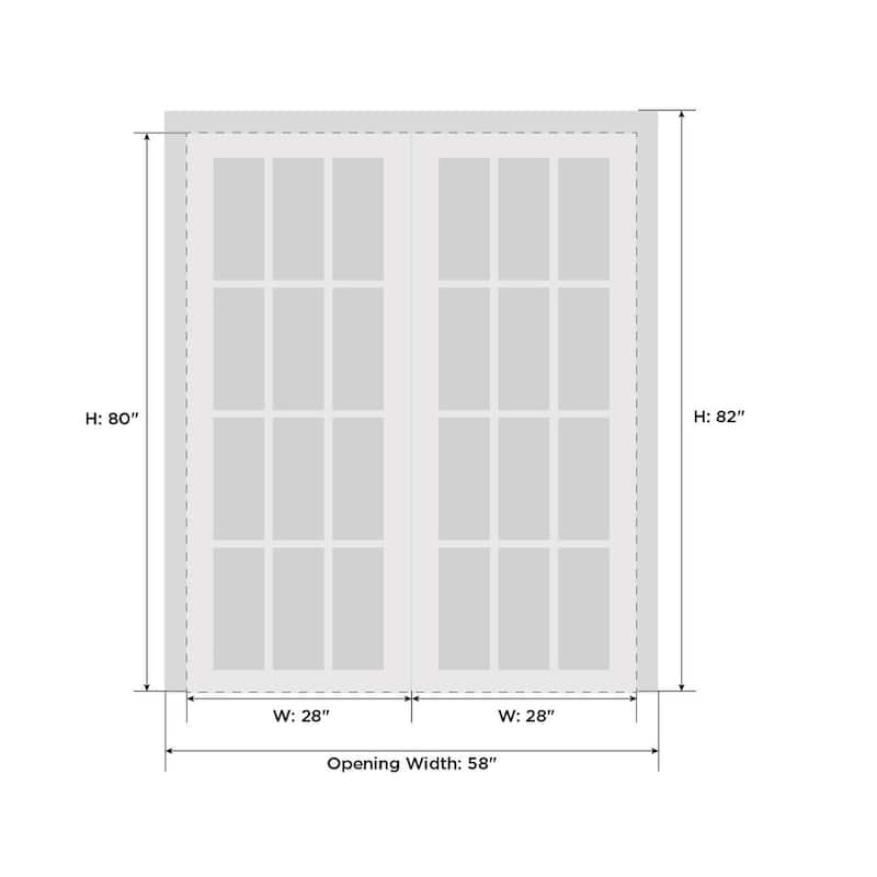 Interior Solid French Double Doors / Mela 0733 Painted White / Wood Interior Solid Panel Frame / Closet Bedroom Modern Doors