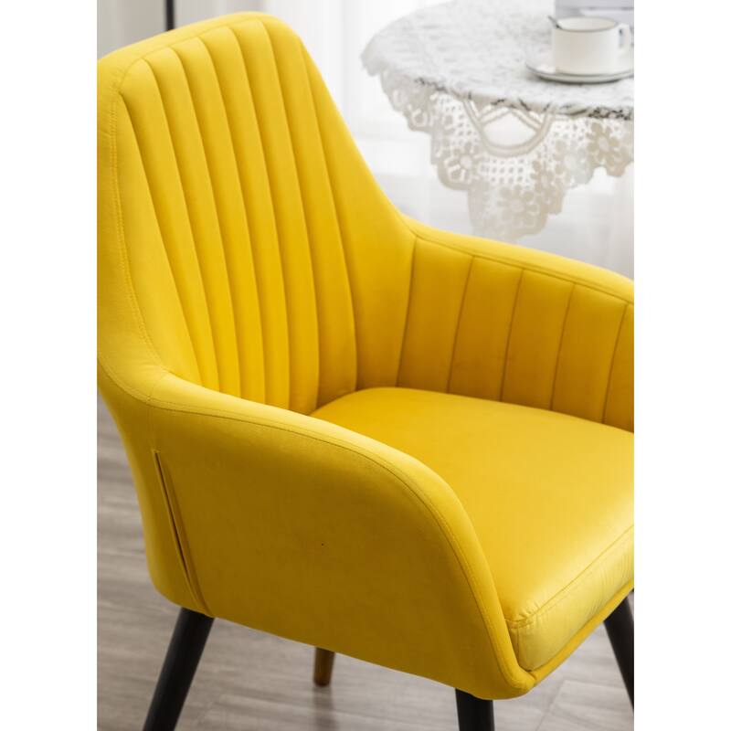 Contemporary Velvet Upholstered Accent Chair, Yellow