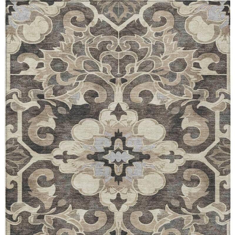 HomeRoots Damask Traditional Rectangle Outdoor Rug