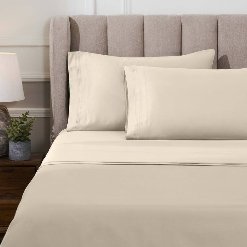 Superior Egyptian Cotton 1000 TC Deep Pocket Sheet Set - 18" & 20" Extra Deep Pocket Options - King - 20"  Deep Pocket - Ivory