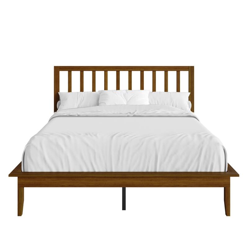 Clayfell Lancaster Platform Bed Frame with Slatted Headboard, No box spring required, Easy Assembly