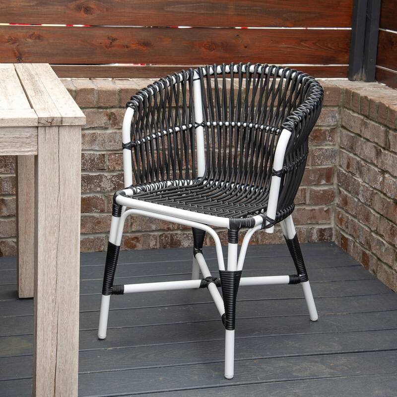 Martina Outdoor Occasional Chair by East at Main - Black-White