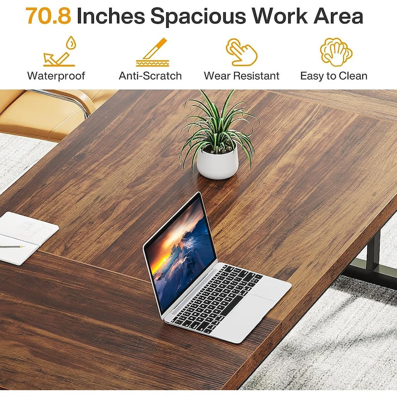70.8-Inch Executive Desk, Large Computer Office Desk Workstation