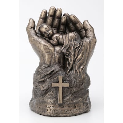 Veronese Design 8.27" H SLEEPING BABY IN LORD'S HANDS Cold Cast Bronze