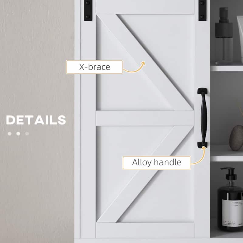 Medicine Cabinet with Sliding Barn Door and Adjustable Shelf, Over the Toilet Cabinet, White