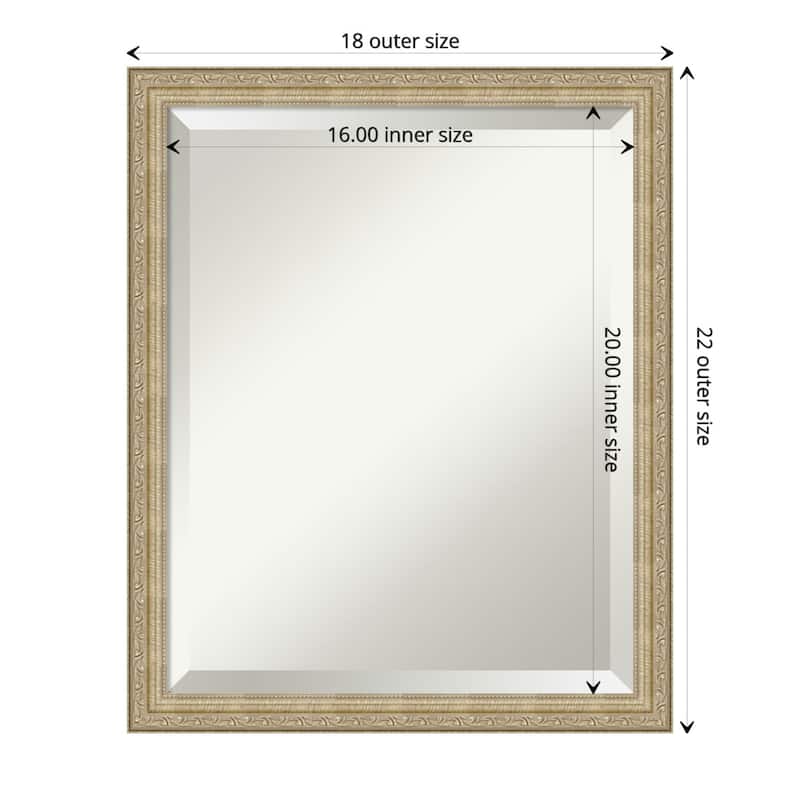 Beveled Bathroom Wall Mirror - Paris Champagne Frame - Paris Champagne - Outer Size: 18 x 22 in