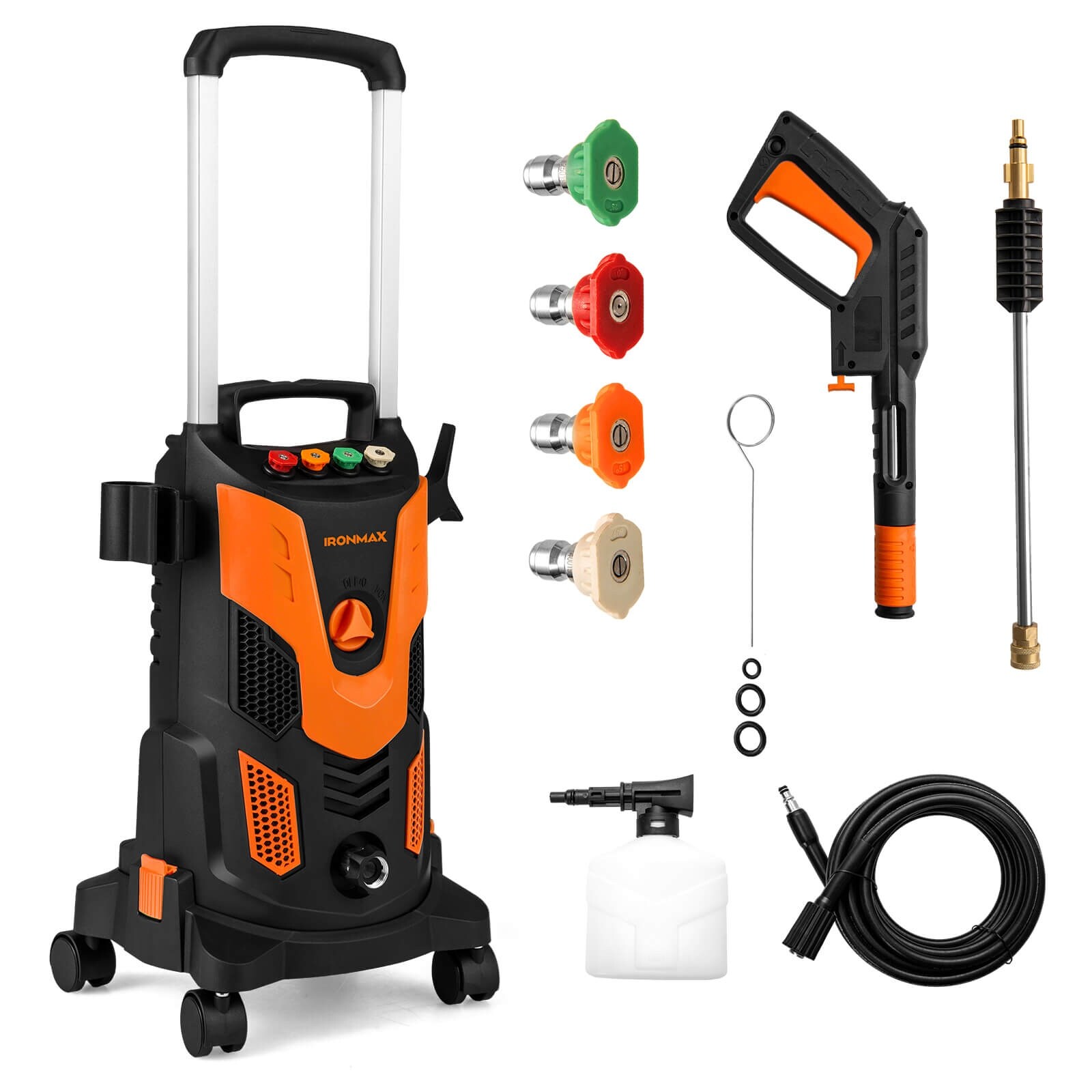 Ironmax Electric Pressure Washer with 4 Nozzles & Soap Bottle