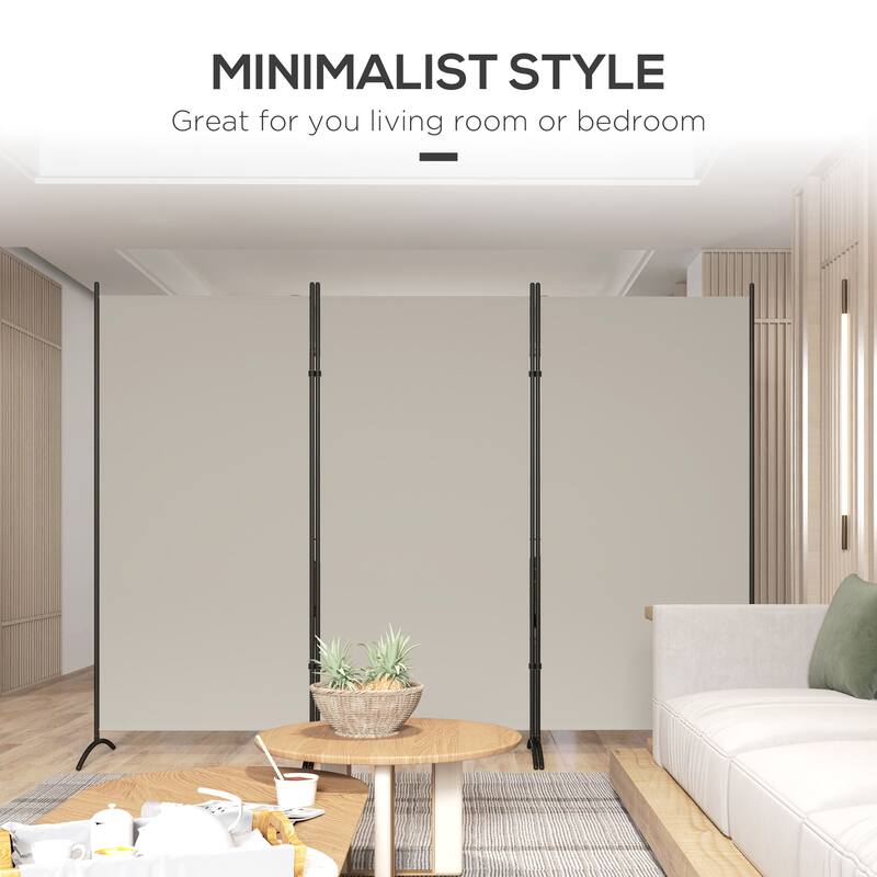 HOMCOM 3 Panel Room Divider Screen, 6 Ft Tall Folding Privacy Screen, Freestanding Partition Wall Divider
