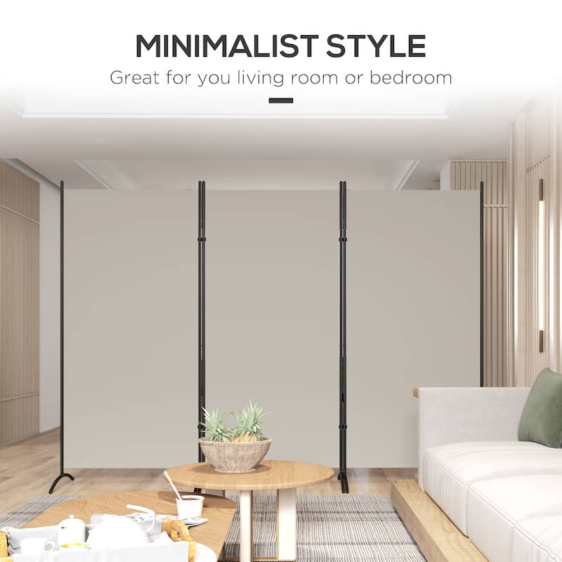 Light Grey Adjustable Three-Panel Room Divider with Metal Frame for Bedroom Living Room or Office