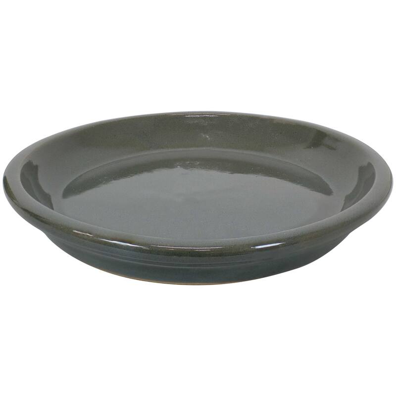 Sunnydaze Set of 2 Glazed Ceramic Planter Saucers - 9"