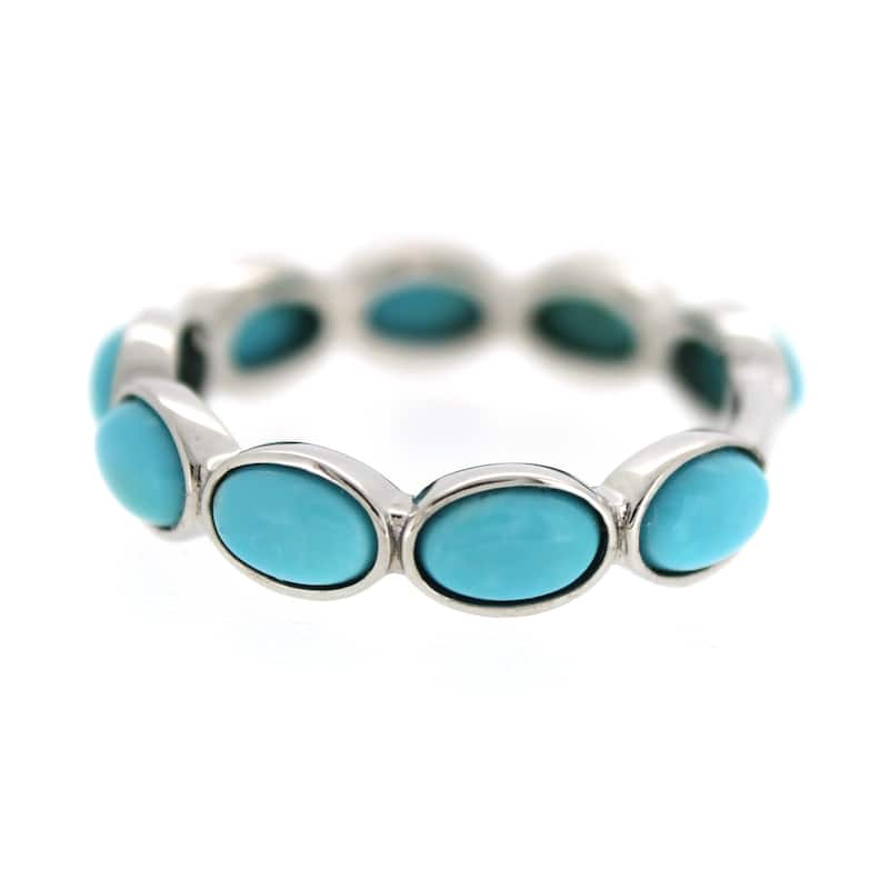 Campitos Turquoise Gemstone Ring, 925 Sterling Silver Band Ring