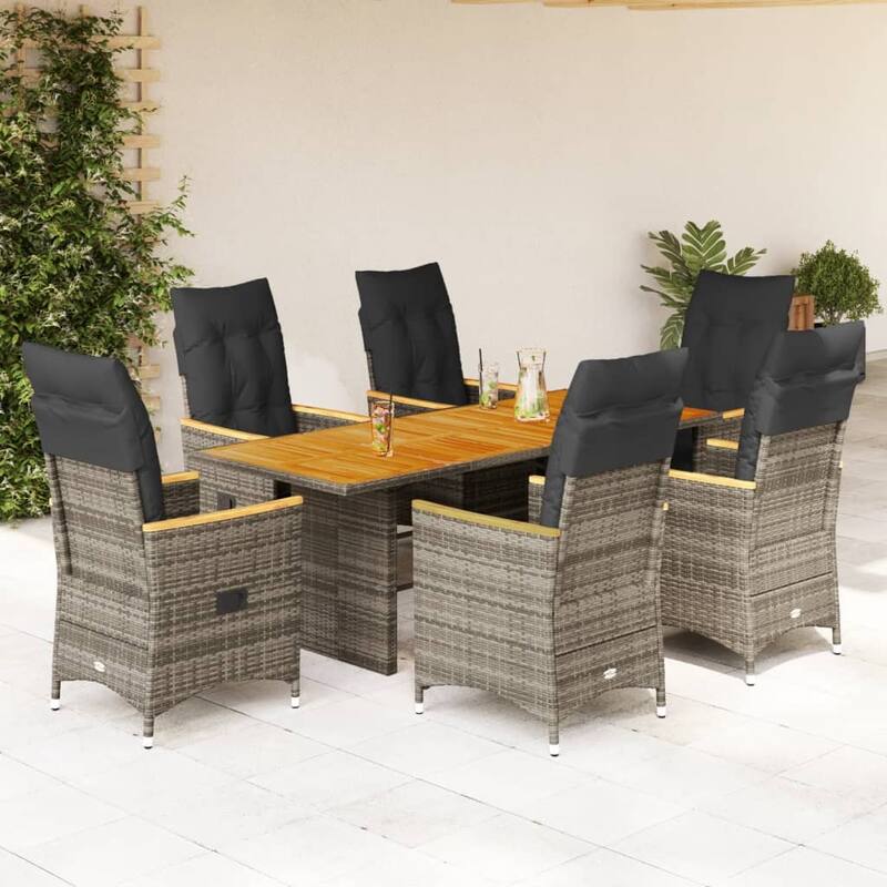 vidaXL Garden Dining Set Grey - 23.2 x 22.0 x 36.2 in - Grey-1