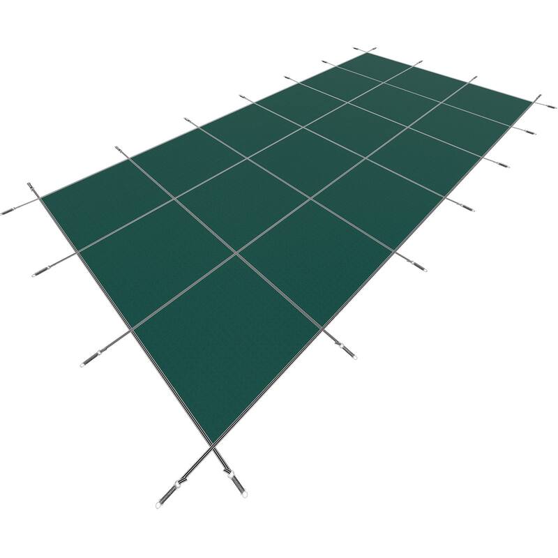 Rectangular Inground Pool Cover Mesh Winter Safety Cover Green