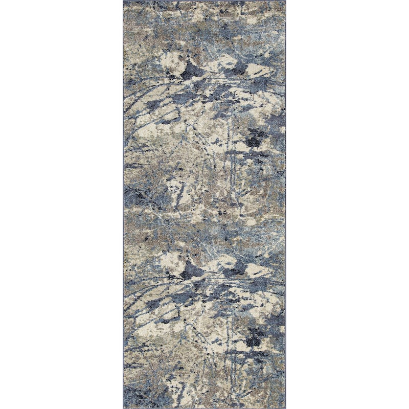 Olympia Collection Blue/Gray Abstract Transitional Design Area Rug - 2'5'' X 7'8''