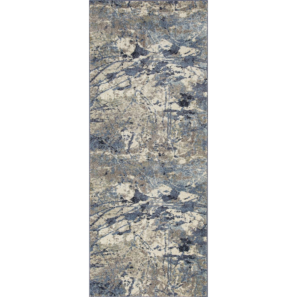 Olympia Collection Blue/Gray Abstract Transitional Design Area Rug