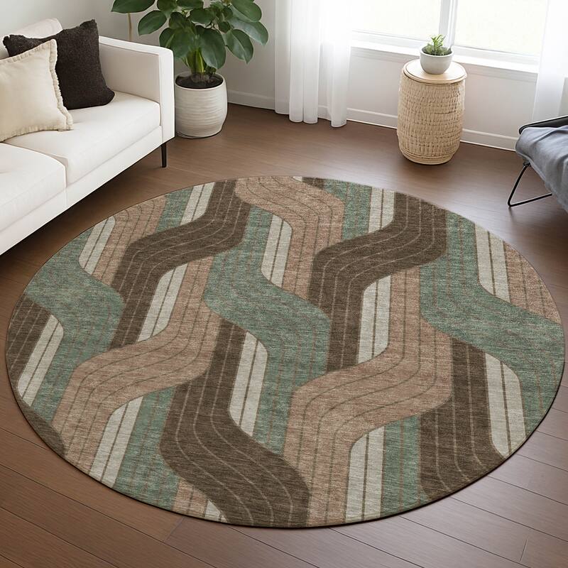 Machine Washable Indoor/ Outdoor Modern Pathway Chantille Rug