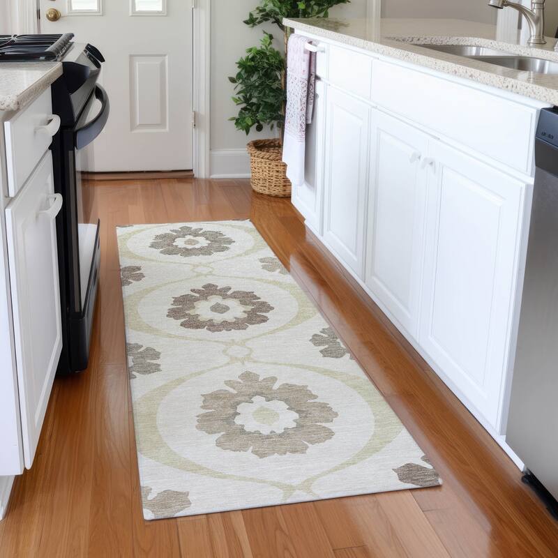 Premium Washable Super Soft Floral Scallops Mayfield Rug - Ivory - 2'3" x 7'6"