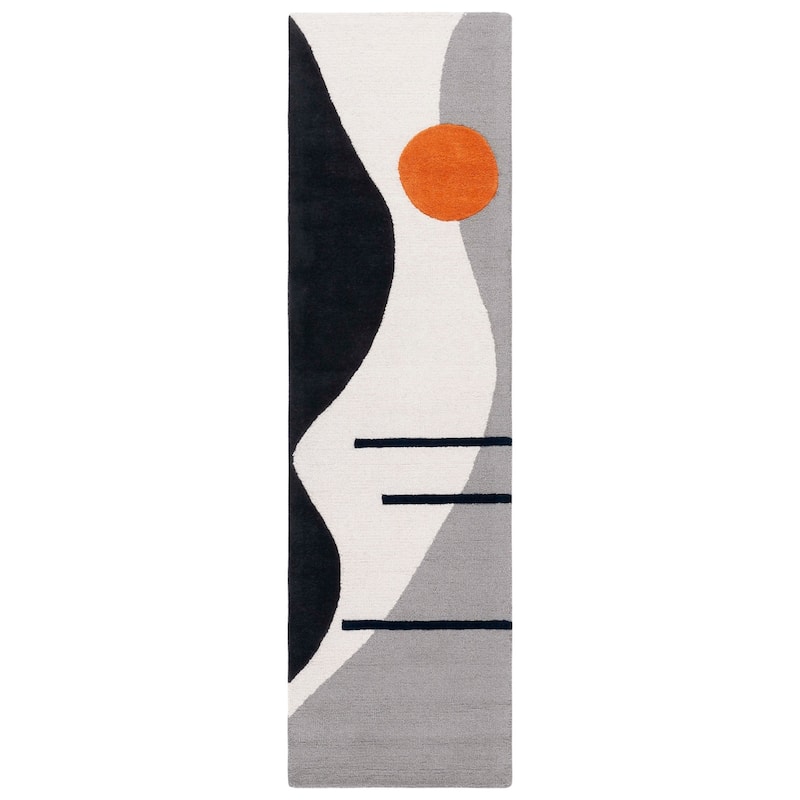 SAFAVIEH Handmade Rodeo Drive Mya Mid-Century Modern Wool Rug - 2'3" x 8' Runner - Grey/Black