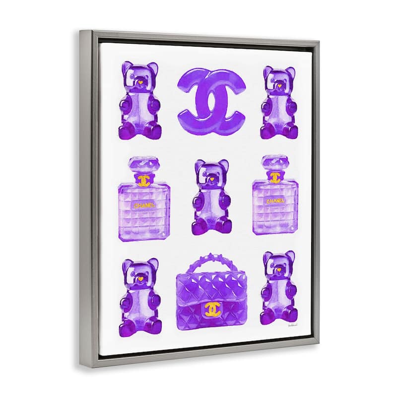 Stupell Purple Glam Gummy Candy Framed Floater Canvas Wall Art Design by Amanda Greenwood