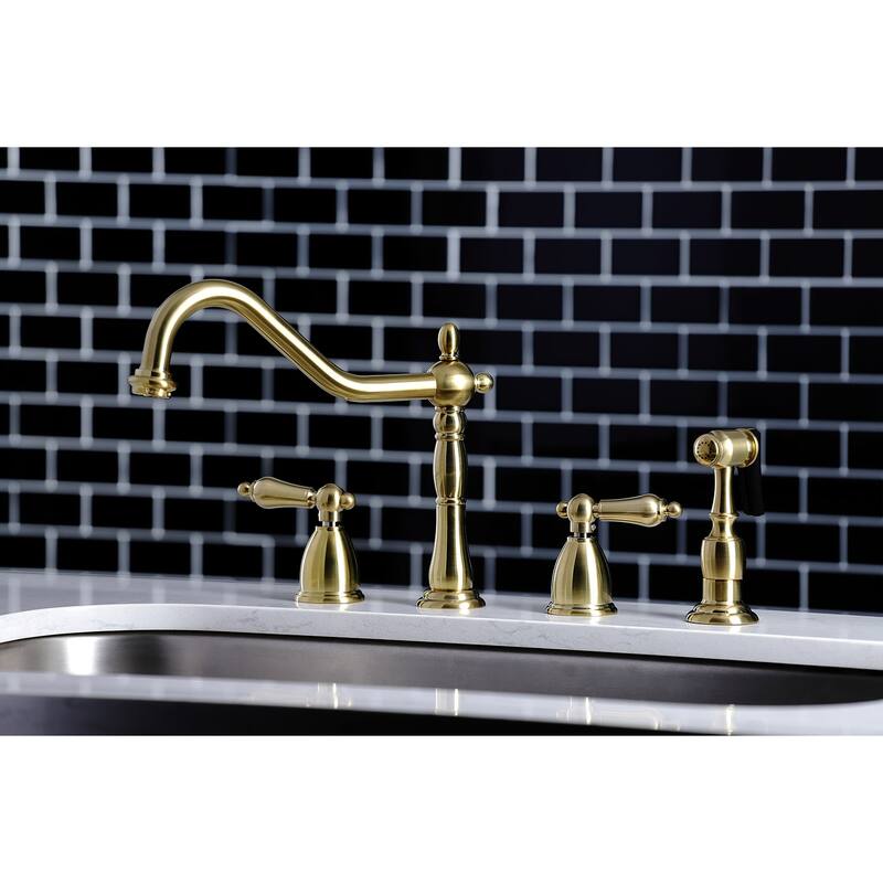 Heritage 8-Inch Widespread Kitchen Faucet with Brass Sprayer