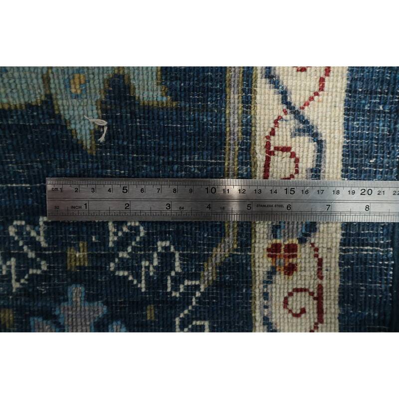 Hand Knotted Oriental 100% Wool Carpet Traditional All-Over Navy Blue & Blues Ziegler Area Rug - 12' 4'' X 8' 10''