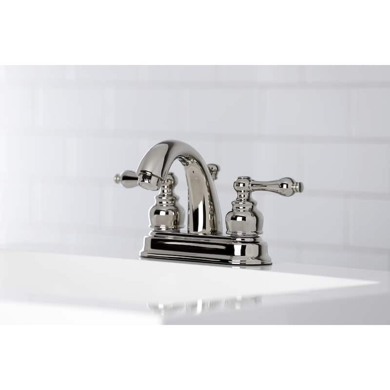 Kingston Brass Restoration Two-Handle 3-Hole Deck Mount 4 in. Centerset Bathroom Faucet - Polished Nickel
