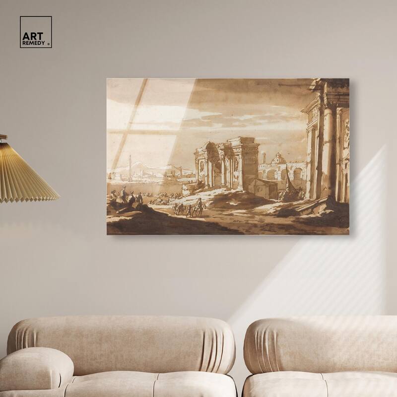 Capriccio View of Roman Ruins Acrylic by Art Remedy, Ready to Hang