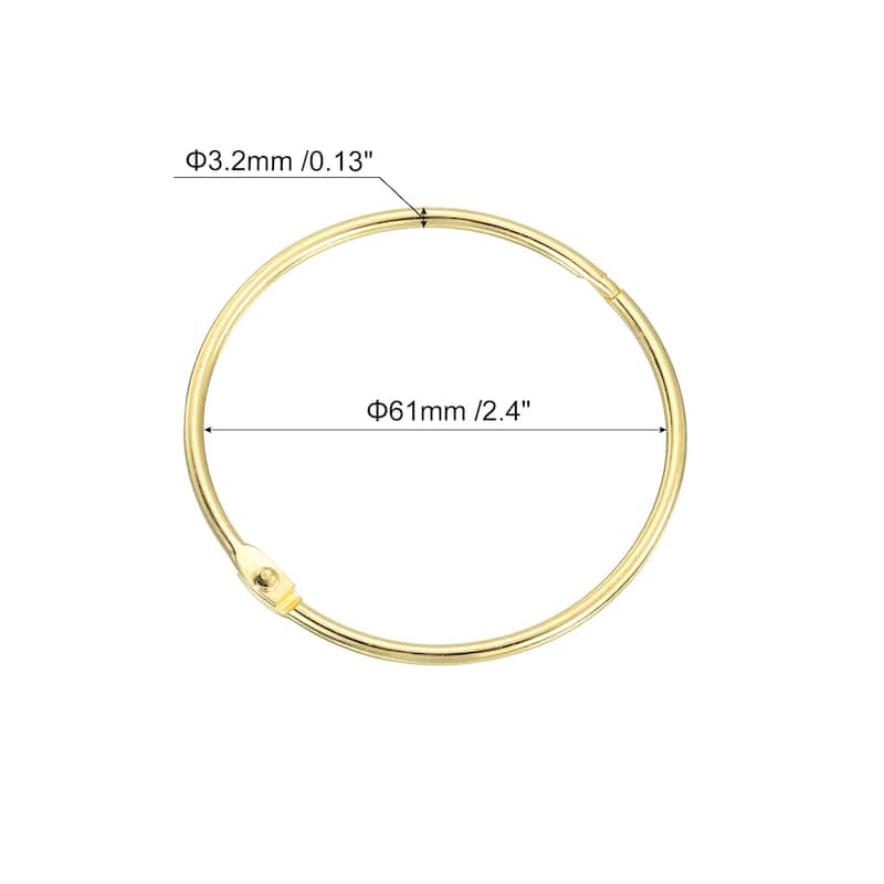 Shower Curtain Rings, 12pcs - Loose Leaf Binder Rings - Gold - 2.4 Inch