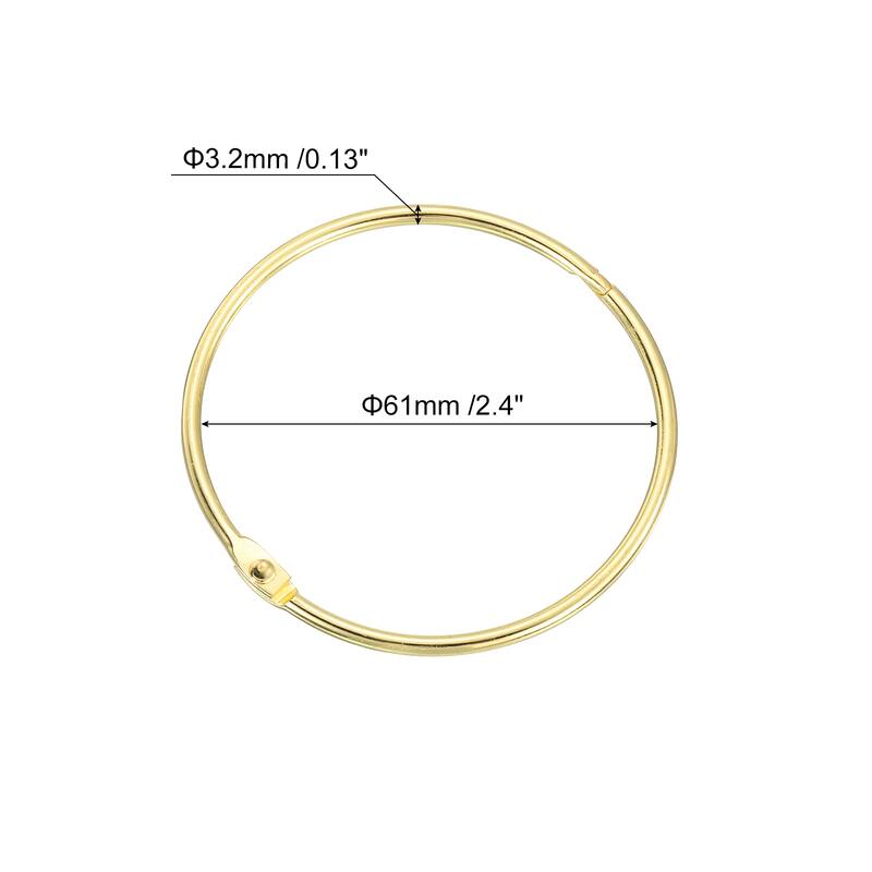 Shower Curtain Rings,15pcs Loose Leaf Binder Rings - Gold - 2.4 Inch